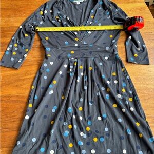 Boden Blue and Gray Polka Dot Jersey Dress